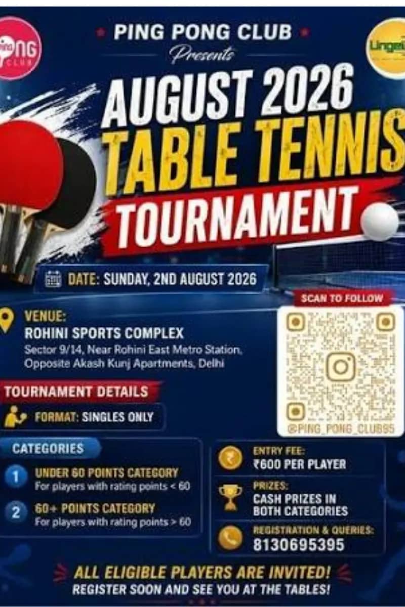 August 2026 Table Tennis Tournament