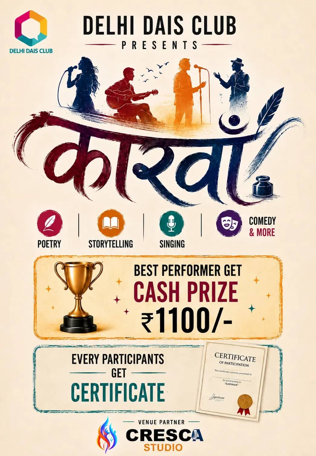 काव्य – Delhi Dais Club Open Mic | Where Words Come Alive!
