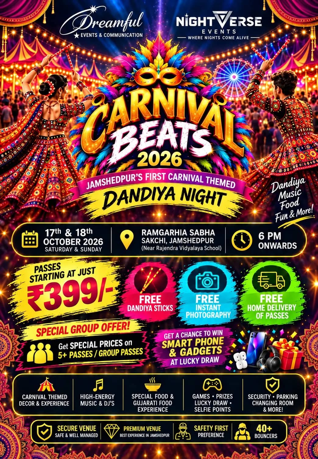 Carnival Beats 2026 is bringing Jamshedpur’s first carnival-themed Dandiya Night!