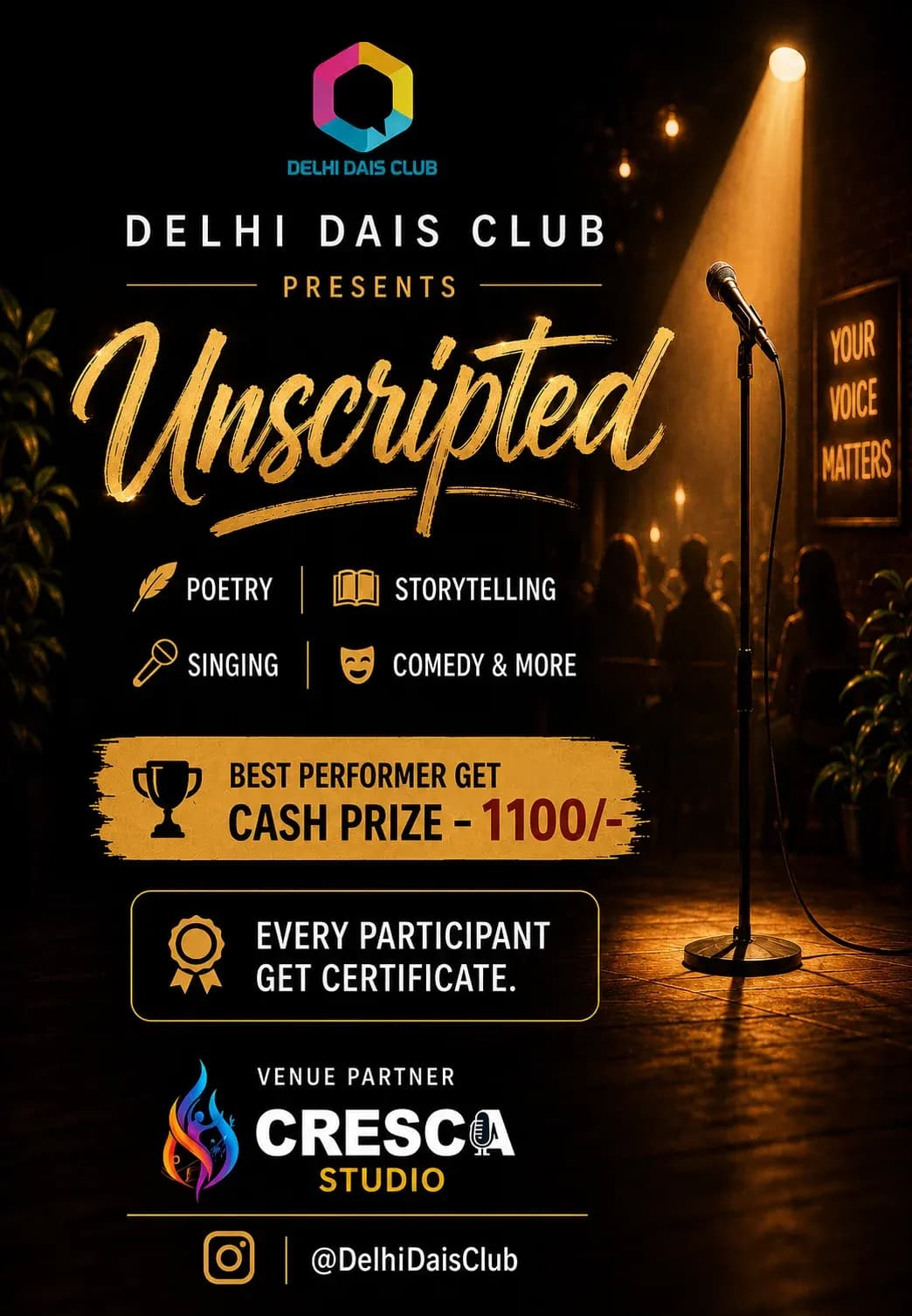 Unscripted – Open Mic by Delhi Dais Club