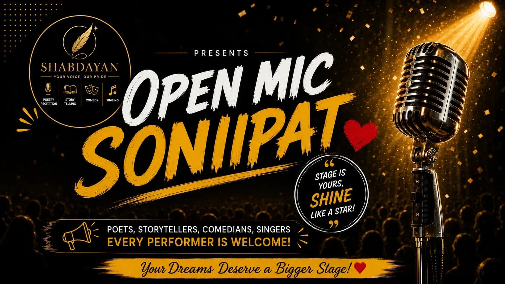 Open Mic Sonipat 2026 | Your Stage, Your Voice, Your Moment