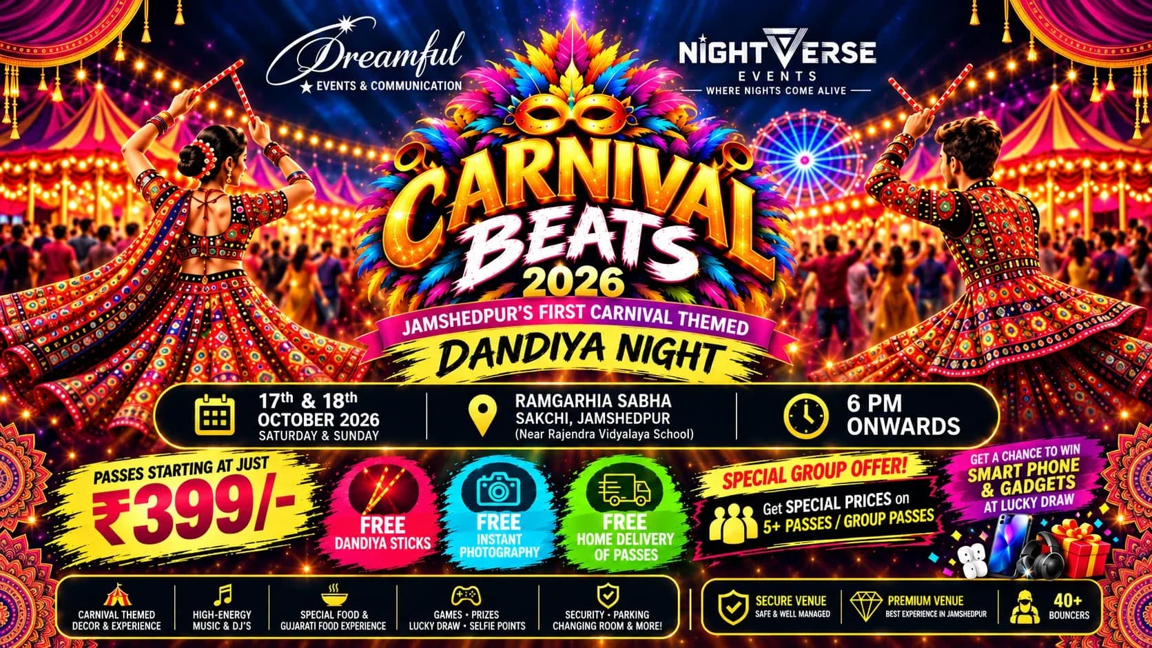 Carnival Beats 2026 is bringing Jamshedpur’s first carnival-themed Dandiya Night!