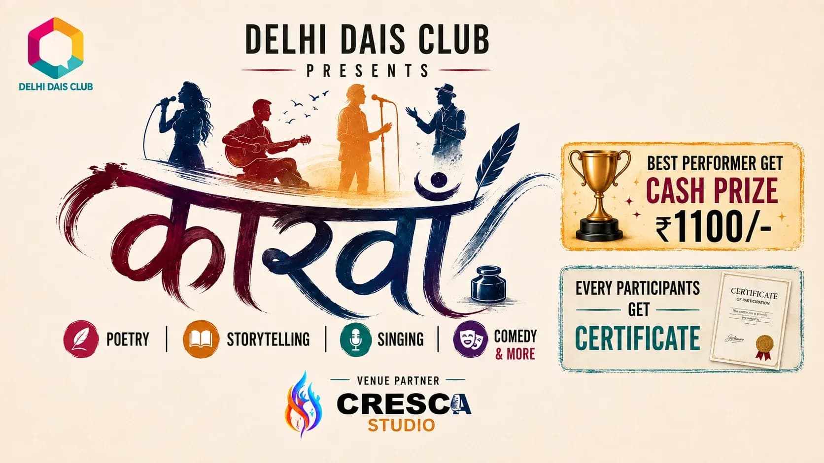 काव्य – Delhi Dais Club Open Mic | Where Words Come Alive!