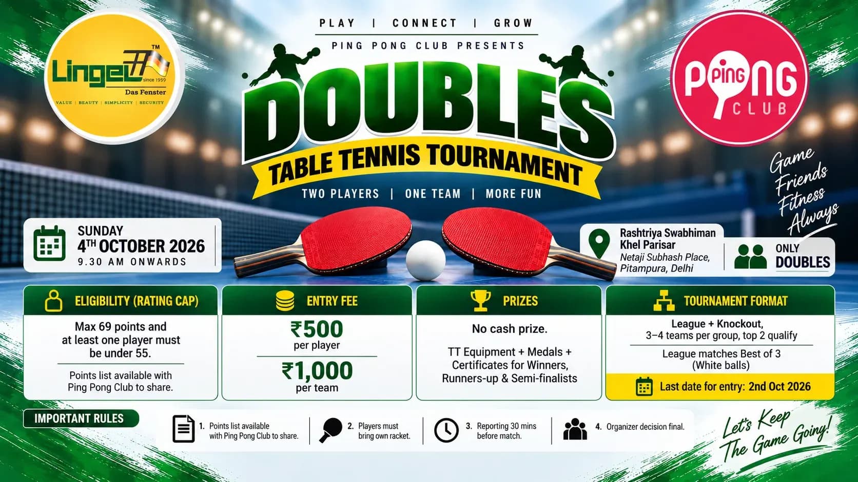 Doubles Table Tennis Tournament – Delhi