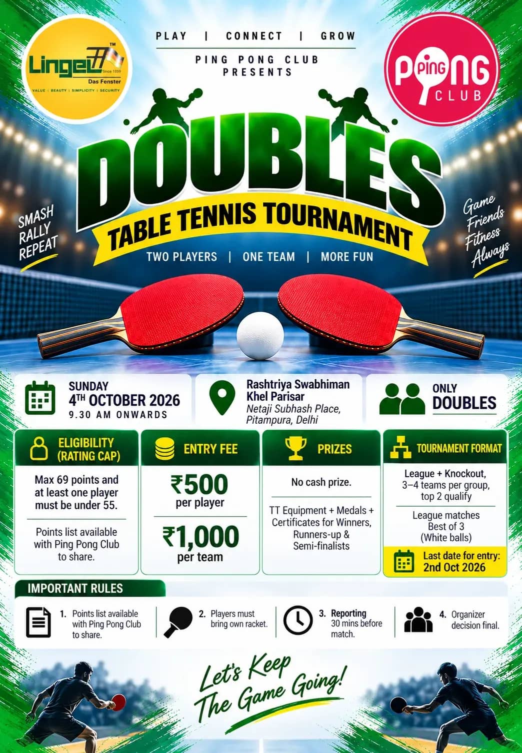 Doubles Table Tennis Tournament – Delhi