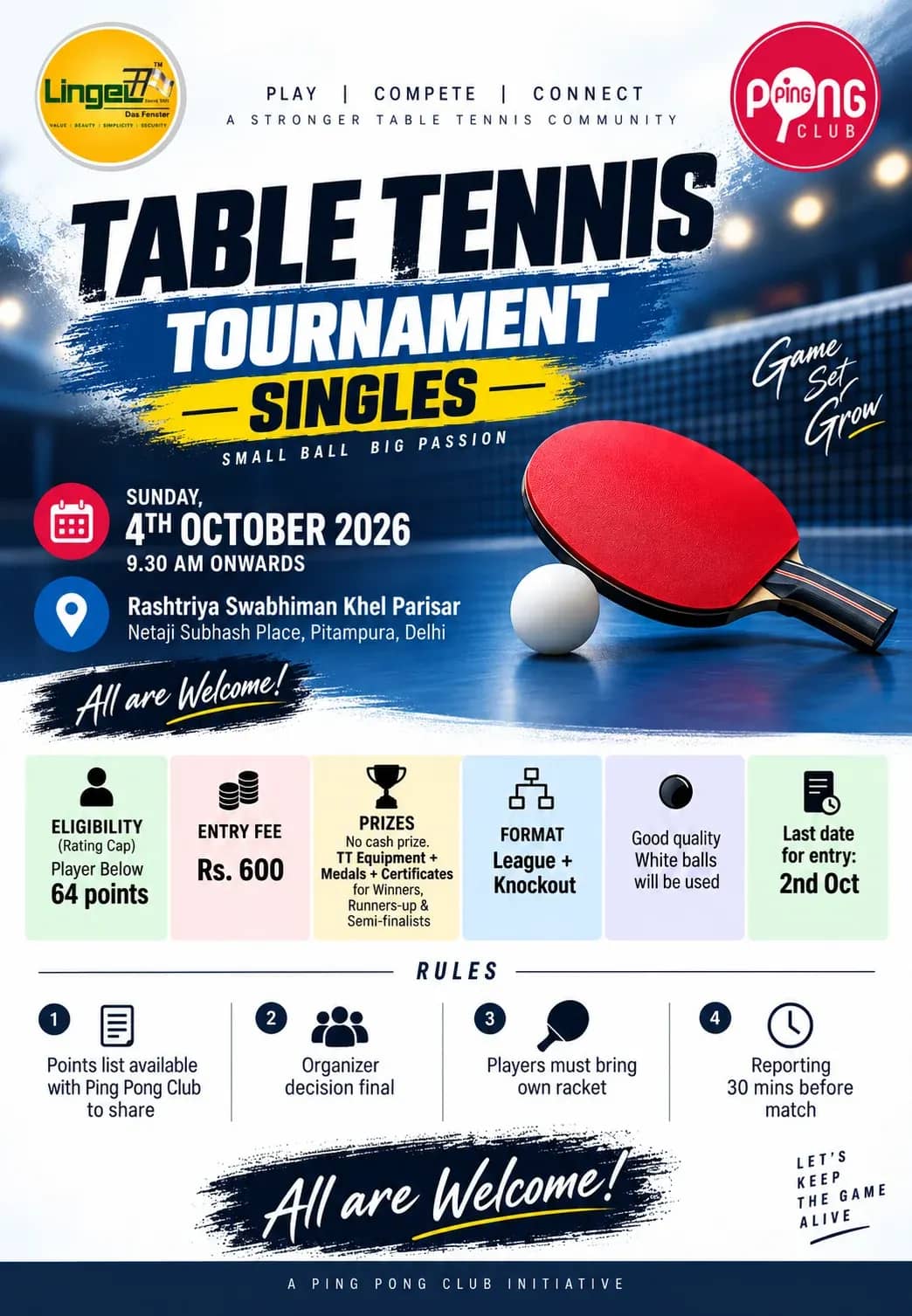 Table Tennis Singles Tournament – Delhi