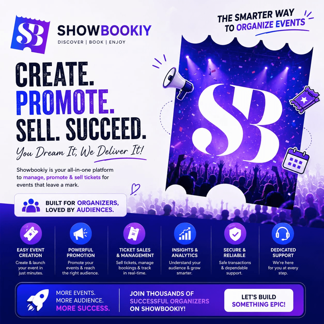 ShowBookiy organizer platform poster