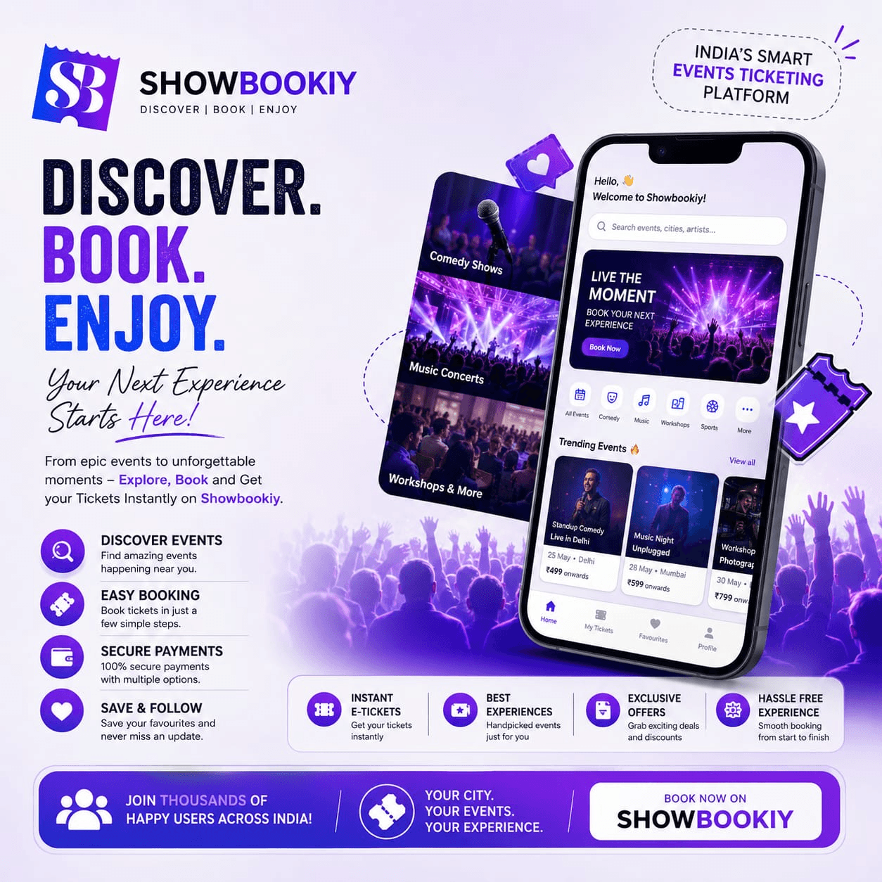 ShowBookiy customer booking poster